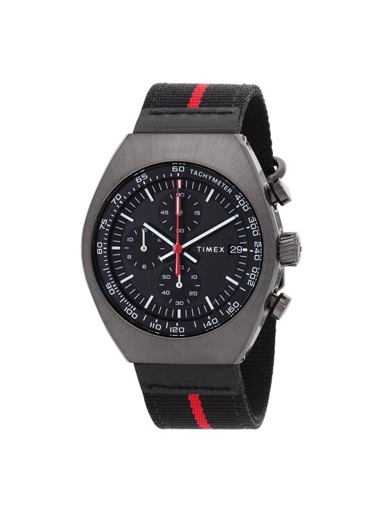NWT Timex Legacy Tonneau Chronograph Quartz Black Dial Men\'s Watch TW2W50200